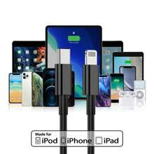 Adaptador de cargador de coche de 6 puertos 90W con carga rápida, cable de carga de 3.3FT/100CM, cable de datos USB-C a Type-C/Apple IOS compatible con iPhone, set de adaptador de carga de coche