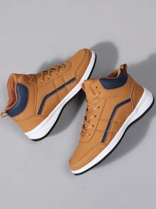 Plus Size Women's Casual Sneakers, Lace Up Soft Sole Flat Comfortable Sports Shoes For Women, Lightweight High-Top Daily Shoes