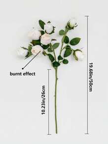 1束复古烧白玫瑰花束，7头烧边单茎人造塑料玫瑰，适合春夏装饰、家居装饰、情人节装饰、桌面装饰、中心摆件、婚礼、客厅、派对装饰、毕业礼物、办公桌装饰、母亲节礼物、新家装饰、房间装饰，19.68英寸 - 白色 - 查看 4