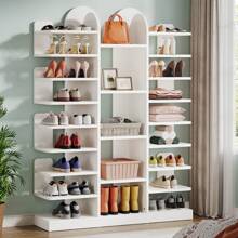 Tribesigns 13-Tier Shoe Rack, Freestanding Tall Entryway Shoe Organizer With Open Shelves, 40 Pairs Wide Wooden Shoe Shelf Shoe Storage Cabinet For Entryway - White - View 2