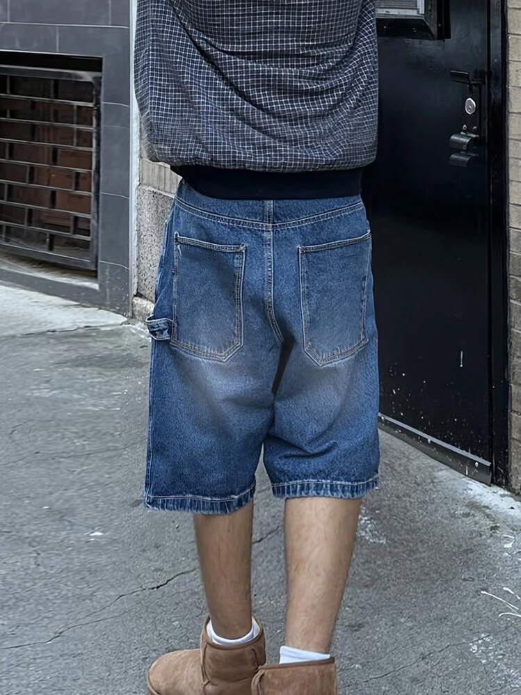ゆとりあるカジュアルアメリカンスタイルメンズデニムショーツ、春夏の万能ジャーツ - ブルー - 見る 3