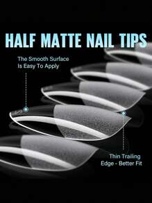 240pcs Almond Shaped Soft Gel Nail Stickers, Medium Size, Full Coverage, Press-On Extended Fake Nails, Semi-Matte Pre-Shaped Transparent Acrylic False Nail Stickers Nail Supplies - Clear - View 4