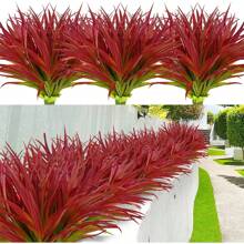 4 Pcs Outdoor Fake Plants UV Resistant Artificial Tropical Plants Flowers Faux Garden Grass Plants Décor Fall Winter Summer Planters Patio Front Door Porch Plastic Bushes & Shrubs Decoration