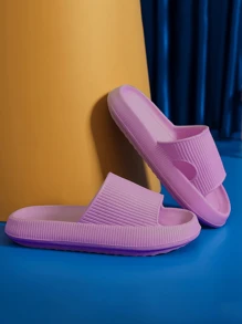 Women's Comfortable Thick Bottom Slippers, EVA Material Platform Soft Anti-Slip Indoor Slippers - Purple - View 2