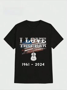 Sports Tee Toby Keith Tshirt, I Love This Bar Casual Digital Print Pure Heavy Cotton T Shirt - Black - View 1