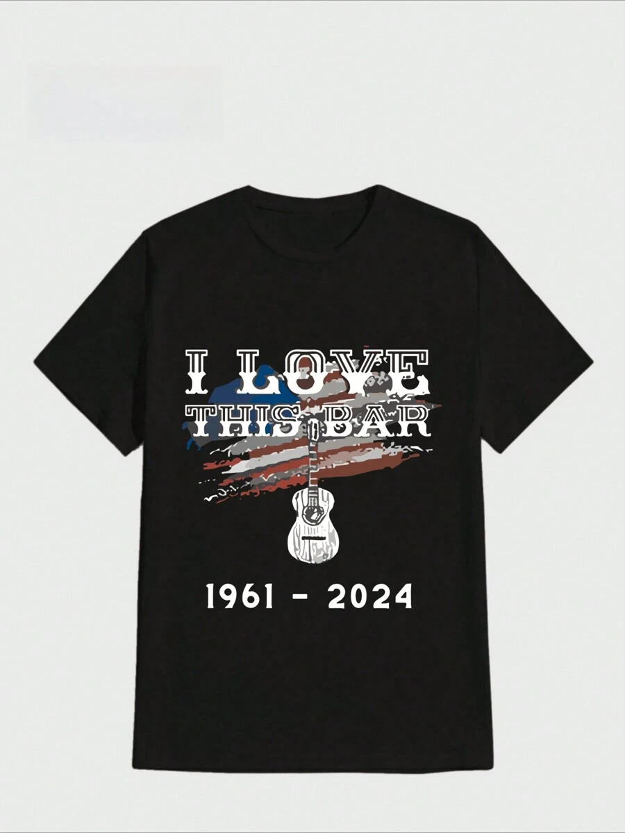 Sports Tee Toby Keith Tshirt, I Love This Bar Casual Digital Print Pure Heavy Cotton T Shirt - Black - View 1