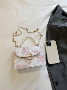 Women's Faux Pearl Decor Handbag, Suitable For Daily Commute, Travel, Shopping - Pink - View 2