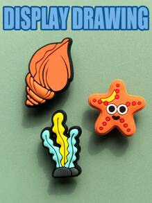 23 PCS Submarine Coral Series, Starfish, Conch, Coral, Seahorse, Water Grass Convey A Unique Creative Design, Can Let People Find That The Original Foot Decoration Can Have So Many Novel Ways To Play, Unlock A Variety Of Different Collocation Possibilities, Removable Washing