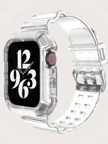 2 In 1 Clear Sport Band With Bumper Case Compatible With Apple Watch Band 40mm 41mm 42mm 38mm 44mm 45mm 46mm 49mm, Women Men Transparent TPU Strap Compatible With IWatch SE Ultra Series 10 9 8 7 6 5 4 3 2 1