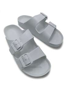 Męskie, oddychające, jednokolorowe, wsuwane sandały z płaskim paskiem, w dużych rozmiarach, idealne na letnie okazje, do uprawiania sportu na świeżym powietrzu, na wakacje, na podróż, jako prezent na ukończenie szkoły, jako dodatek do sukienki urodzinowej, jako klapki pod prysznic