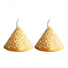 1pc/2pcs Set Of Cute Triangular Floral Embroidered Pot Holders, Heat Resistant For Cooking Pots, Pans, Skillets, Thickened Insulation With Hanging Loop