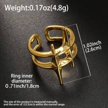 Hip-Hop Exaggerated Fashion 18k Gold-Plated Stainless Steel Star Open Ring For Men And Women