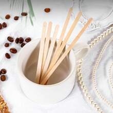 200/100/50/20 件木制咖啡搅拌棒，纸质包装，坚固的桦木棒，末端为圆形，适用于茶、饮料、工艺品和冰棒，适用于咖啡、茶和热巧克力的咖啡搅拌棒，独立包装