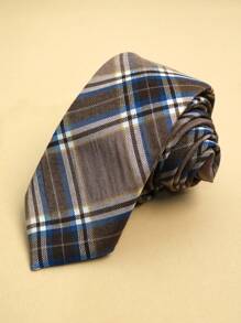 1 件菱形图案休闲街头风格涤纶领带，男女皆宜，四季男士领带