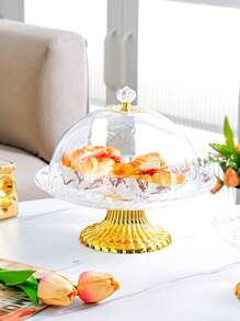 1pc Elegant Round Cake Stand Tray, Plastic, Intricate Pattern Design - Ideal For Birthday Parties, Weddings, Baby Showers, Ramadan