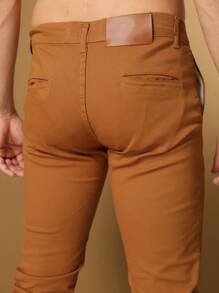 Men's Tailored Twill Trousers With Knife Pocket And Built-In Pocket - Rỉ Nâu - Xem 2