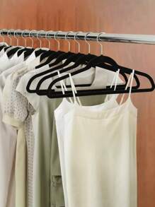 50 Ganchos Para Ropa Color Negro Con Terciopelo