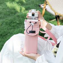 `1PC Nylon Water Bottle Carrier With Adjustable Shoulder Strap, Insulated Outdoor Hiking Camping Travel Accessory With Zippered Pocket - Multicolor - View 4