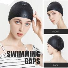 1pc Silicone Swim Cap, Comfortable Bathing Cap Suitable For Curly Short Hair, Medium/Long Hair, Unisex, Maintains Hair Style Home Bathroom Decor - Multicolor - View 7