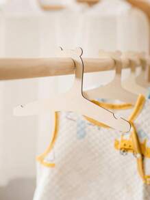 5pcs/10pcs/Set Cartoon Non-Slip Wooden Baby Clothes Hangers, Kids Room Home Wood Hanging Decor - Wood Color - View 5