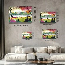 1 Pc, A Sunny Afternoon At The Park People Sitting On The Grass With U, Original, Canvas, Wall Art, Living Room Wall Decorations, Bedrooms, Bathrooms, Frame Poster Art Prints, Hanging Paintings, Home Decoration, Festivals. Home 1