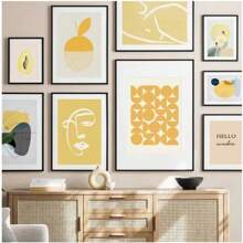 1 pezzo Stampa artistica moderna su tela con disegni geometrici astratti e grafici gialli, poster per galleria, opere d'arte da parete per la decorazione della casa, senza cornice - Multicolore - Visualizzare 2