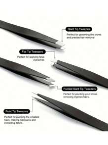 4-Piece Eyebrow Tweezer Set - Professional Stainless Steel Hair Removal And Grooming Tools, With Storage Case, Including Angled Tip Tweezers, Precision Tip Tweezers For Makeup And Lash Extension - Ideal Gift For Travel And Home Use (Black),Makeup,Cheap,Room Decor,Vanity,Travel,Bedroom,Makeup Accessories,Tweezers,Cheap,Stocking Stuffers,Makeup,Makeup Tools,Cheap Stuff,Gifts,Gifts For Women,Christmas Gifts - Black - View 4