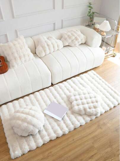 1pc Solid Fuzzy Anti Slip Vloerkleed ,Room