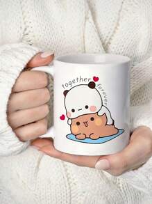 1pc Bubu Dudu Ceramic Coffee Mug - 11 Oz Reusable Novelty Cup, Machine Washable, Material, Multi-Purpose Love Forever Bear Design, Perfect Gift For Couples,Easter Cup For Wife,Husband Christmas,Valentine's Day,Birthday And Holiday Gift,Tea Cup,Boyfriend And Girlfriend,Summer And Winter Drinking Utensils,Perfect For Woman Sister Friend Boss Employee Co-Worker Great Office Mug Back To School