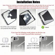 1 件，笔槽 + 720° 旋转苹果平板电脑保护套 Pro 2024 13 英寸/5/6/7/Pro 11 英寸 1st 2nd /Air6 2024 4th 5th Gen/8th /9th Gen/10th 代 LOGO 孔防摔防震，PU 皮革，自动唤醒/睡眠，粉色蝴蝶结天使图案，亚克力硬背板，硅胶软边设计，带支撑槽 iPad 保护套办公礼物 - 珊瑚粉 - 查看 11