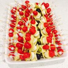 200/100/50/20 pièces Pics de fruits en bambou à faux perles blanches, conviennent pour les desserts, pains, hamburgers, fruits, décorations de plateaux de fruits, pour éviter de prendre la nourriture à la main, hygiénique