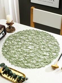 Set de 6 individuales tejidos a mano de forma redonda hueca, de estilo minimalista moderno, lavables, fáciles de limpiar, antideslizantes, resistentes al calor, adecuados para la decoración de la habitación, la mesa de comedor, el hogar, ideales para fiestas, cumpleaños, bodas y cenas