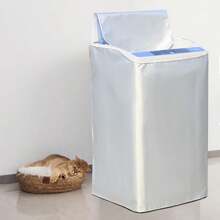 1 pieza Cubierta automática para lavadora con protector solar, cubierta impermeable para lavadora, cubierta antipolvo de poliéster para secadora, S/M/L/XL, para boda, Y2k, fiesta - Plata - Ver 3