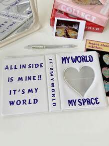 1 Piece Of 64 Pocket Mini Photo Album Cartoon Photo Album, Suitable For Kpop Card Collection, Heart-Shaped Incision Display, Plastic Material, Rectangular Card Storage Book