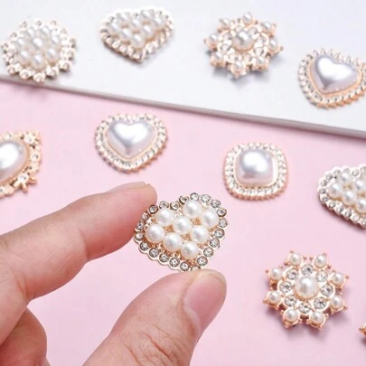 20 件奢华宫廷风格闪亮亚克力人造珍珠水钻，各种形状（花朵、心形、椭圆形、圆形、雪花形）——非常适合 DIY 珠宝、婚礼发束、家居装饰和派对配饰、装饰珠