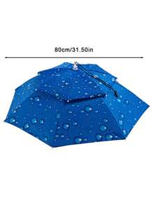 1pc Outdoor Oversized Dual-Layer Fishing Umbrella Hat, Sun Protection Foldable Umbrella Cap - Blue - View 6