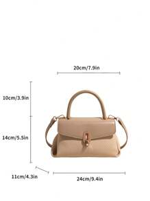 Nuevo bolso cuadrado pequeño de moda para mujer, bolso de mano casual de unicolor, bolso bandolera versátil con decoración de metal de PU, adecuado para atuendos de Año Nuevo, regalos, fiestas, festivales de música, apropiado para adolescentes, estudiantes universitarias, trabajadores de oficina, perfecto para universidad, trabajo, negocios, commuting, al aire libre, viajes, picnics, oficina, ideal para trabajo, compras