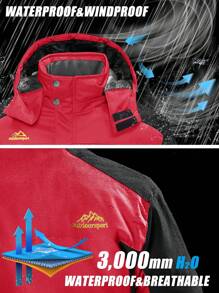 Men's Winter Waterproof Fleece Lined Hooded Jacket Thick Thermal Soft Shell Parka Coat Warm Outdoor Hiking Skiing Multi Zipper Pockets Windbreaker, Red - Red - View 4