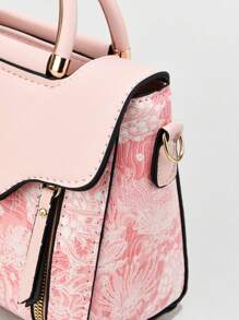 Bolso de mano pequeño de unicolor para mujer, bolso bandolera de asa superior, bolso de hombro pequeño de moda con decoración de hebilla - Rosa - Ver 6