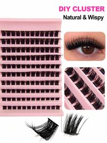 Asiteo 120 Pcs Fluffy Lash Clusters - Natural Look Wispy Eyelash Extensions ForDIY At Home - 8-16MM D Curl Individual Cluster Lashes