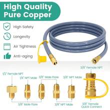 5369 Propane To Natural Gas Conversion Kit, 12FT 3/8" ID Natural Gas Hose With Quick Connect, For Weber, Char-Broil, Blackstone, Pizza Oven, Fire Pit, Generator, Patio Heater And More NG Appliance