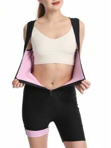 1 pieza, nueva chaleco de sudaración de primavera y verano de una sola pieza para mujer, chaleco deportivo de entrenamiento de cintura, moldea la figura de la mujer para fitness, sudadera con cremallera para fitness y ejercicio femenino, un mono ajustado al pecho, cintura y cadera que levanta, adecuado para yoga, ejercicio y ropa deportiva