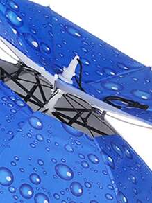 1pc Outdoor Oversized Dual-Layer Fishing Umbrella Hat, Sun Protection Foldable Umbrella Cap - Blue - View 8