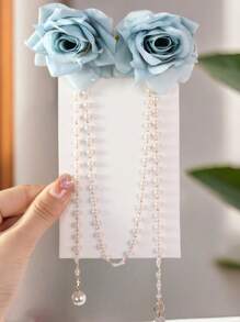 1pc Women's Romantic Faux Flower & Pearl Hair Clip
