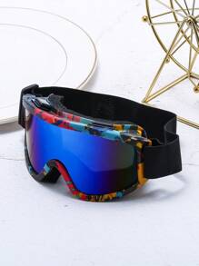 1 pereche de ochelari unisex cu ramă mare pentru PC, ochelari sport cu lentile de vedere nocturnă, ochelari de schi casual cu acoperire oglindită, potriviți pentru purtarea peste ochelari de vedere cu prescripție medicală, pentru schi, motociclete, curse off-road și sporturi în aer liber