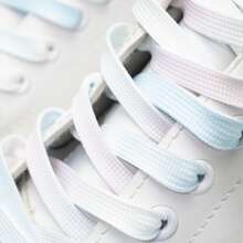 1 对扎染鞋带，渐变爆米花彩色扁平鞋带，适合休闲帆布运动鞋，用途广泛