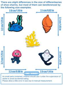 23 PCS Submarine Coral Series, Starfish, Conch, Coral, Seahorse, Water Grass Convey A Unique Creative Design, Can Let People Find That The Original Foot Decoration Can Have So Many Novel Ways To Play, Unlock A Variety Of Different Collocation Possibilities, Removable Washing