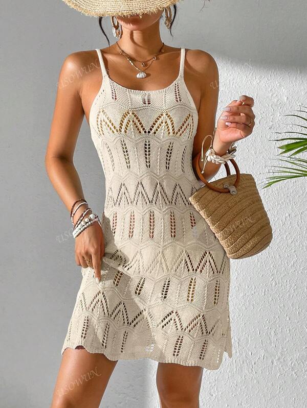Vestido feminino de verão boho, férias na praia, roupas de férias, contraste de cores, patchwork, malha vazada