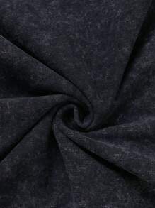 Cotton Washed Crew Neck Tank Top, Anime Character Art Print, Vintage Washed Craft, Daily Casual Outfit - màu đen - Xem 8