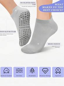 4 Pairs Women Yoga Socks With Non-Slip Grip, Suitable For Pilates, Pure Ballet, Dance, Barefoot Exercises, Toeless Non-Slip Socks, Elastic Sports Socks - Multicolor - View 4